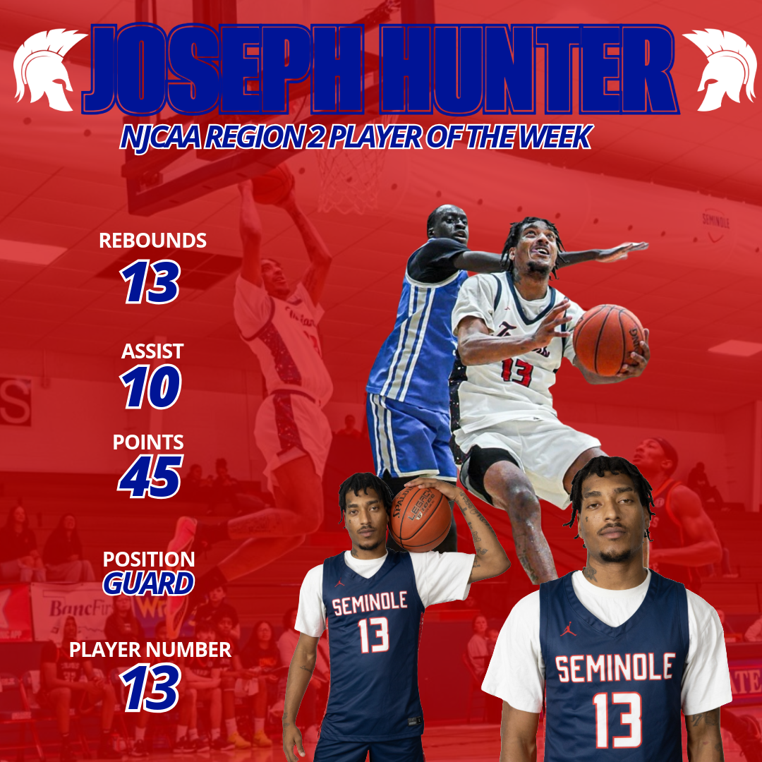 Joseph Hunter Earns NJCAA Region 2 Player of the Week Honors