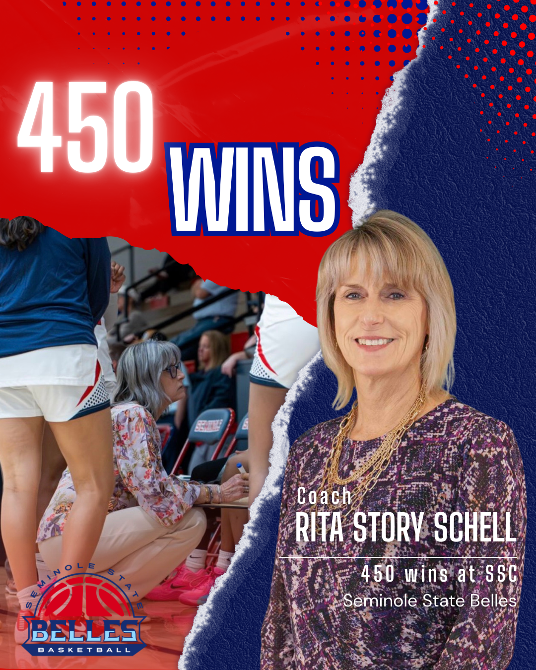 450 Wins for Head Coach Rita Story Schell